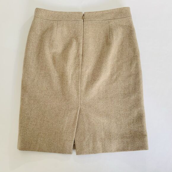 J Crew Skirt The Pencil Women 6 Oatmeal Tan Wool Preppy Office Career Work Twee - Picture 2 of 8